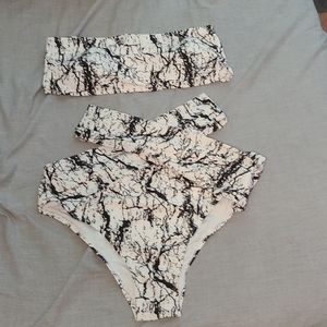 SHEIN marble plus size 2 piece swim set